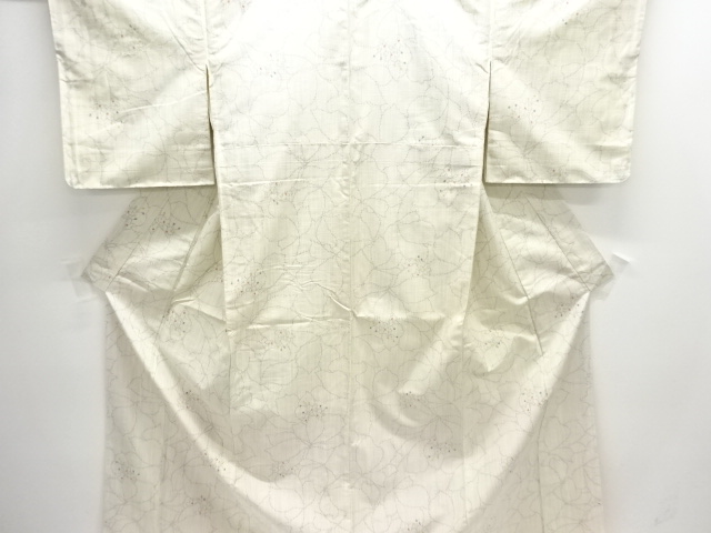 未使用品　花模様織り出し手織り紬着物